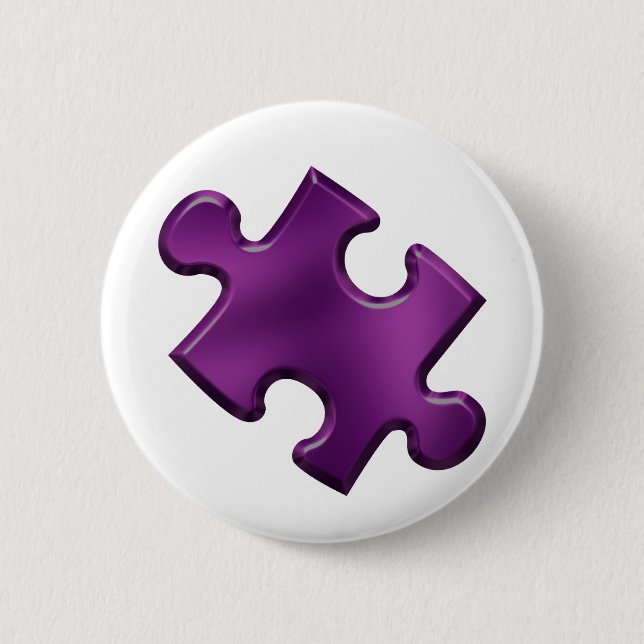 Autism Puzzle Piece Purple Button (Front)
