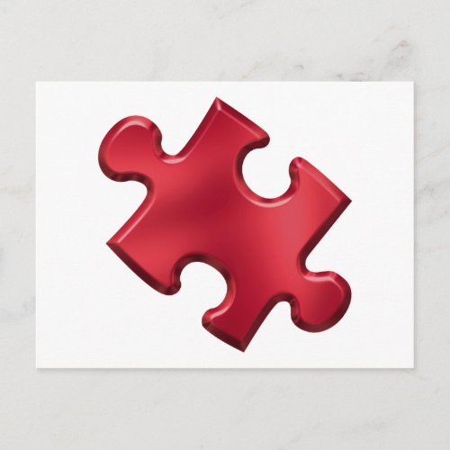 Autism Puzzle Piece Red Postcard