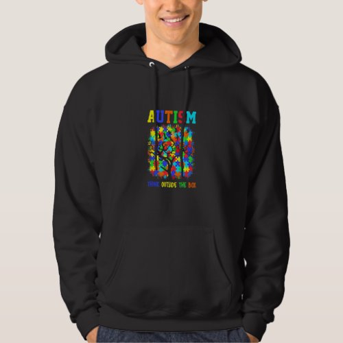 Autism Puzzle Piece Ribbon Think Outside Box Asd S Hoodie