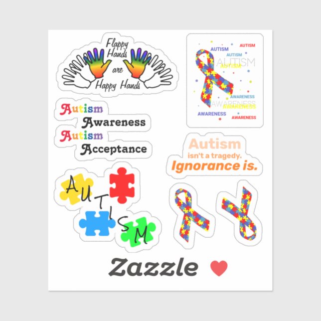 Autism puzzle piece set Custom-Cut Vinyl Sticker (Sheet)