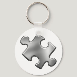 Autism Puzzle Piece Silver Keychain