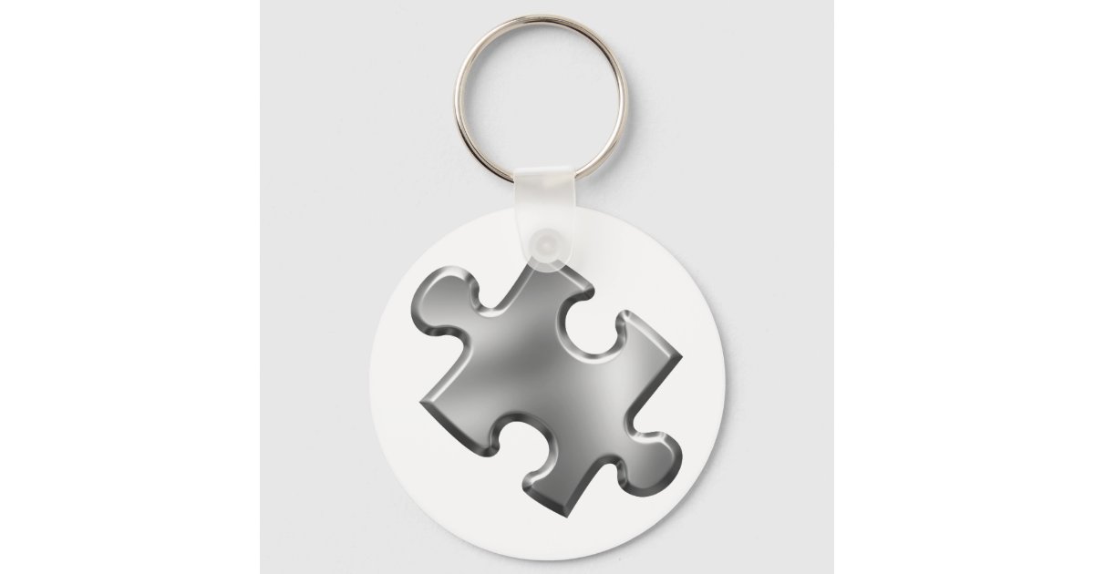 Autism Puzzle Piece Silver Keychain