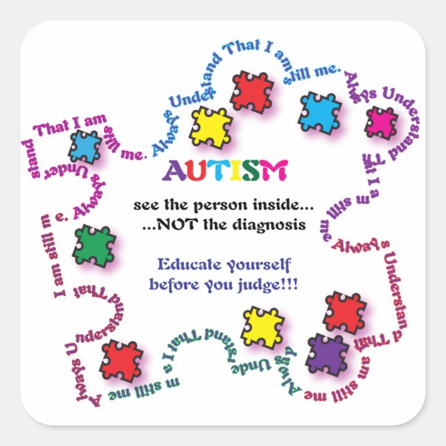 Autism Puzzle Piece Square Sticker (Front)