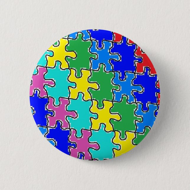 autism puzzle pieces 40 pinback button (Front)