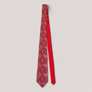 Autism Puzzle Pieces and Hands Red Neck Tie