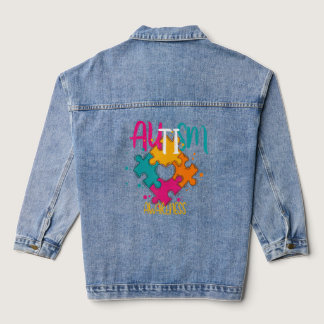 Autism Puzzle Pieces Autism Day Family  Denim Jacket