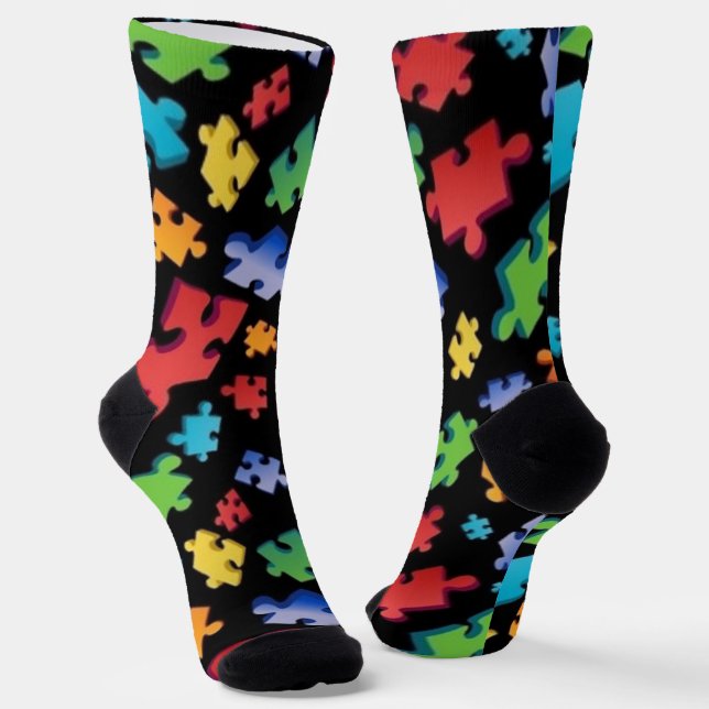Autism Puzzle Pieces Socks (Angled)