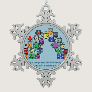 Autism Puzzle Rainbow Snowflake Ornament