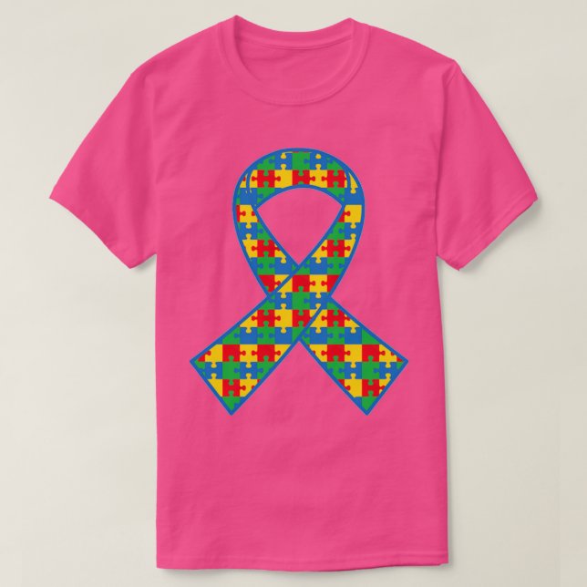 Autism Puzzle Ribbon Autism T-Shirt (Design Front)