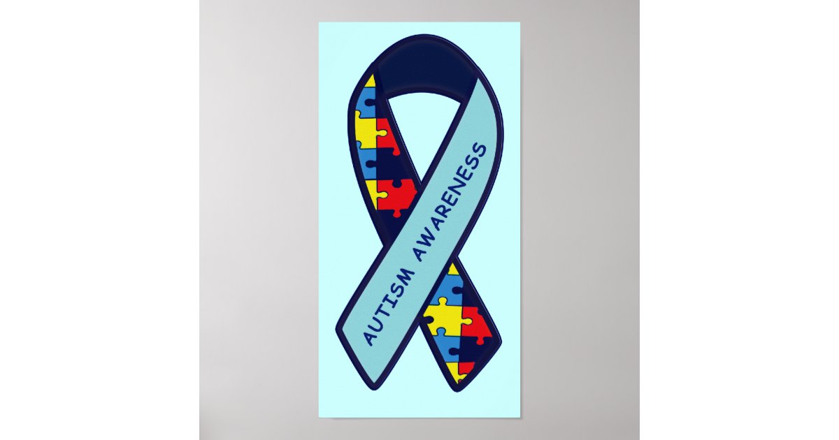 Autism Puzzle Ribbon Awareness Poster | Zazzle
