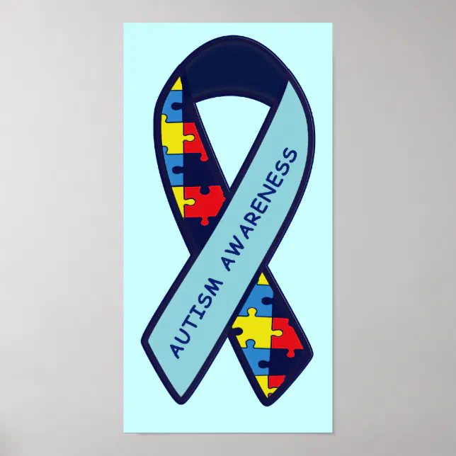 Autism Puzzle Ribbon Awareness Poster | Zazzle