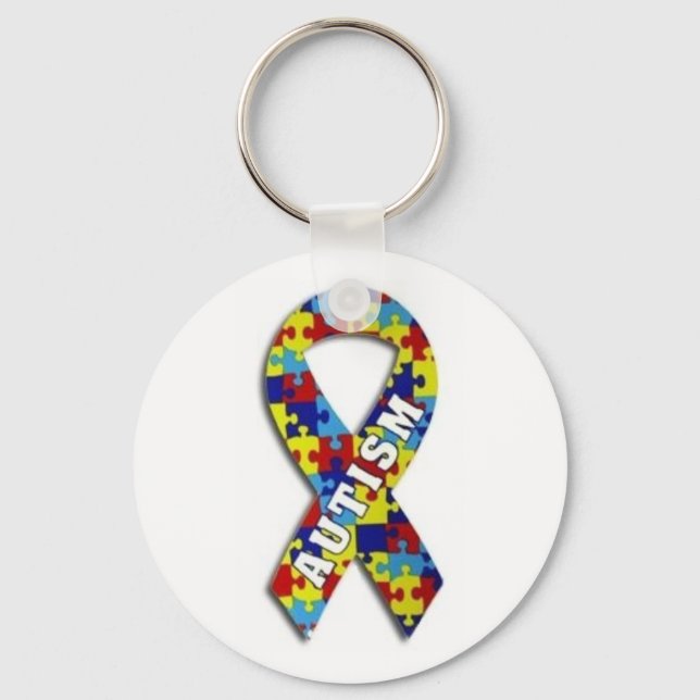 Autism Puzzle Ribbon Keychain (Front)