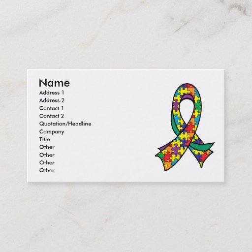 Customizable Autism Puzzle Ribbon Stylish Business Card