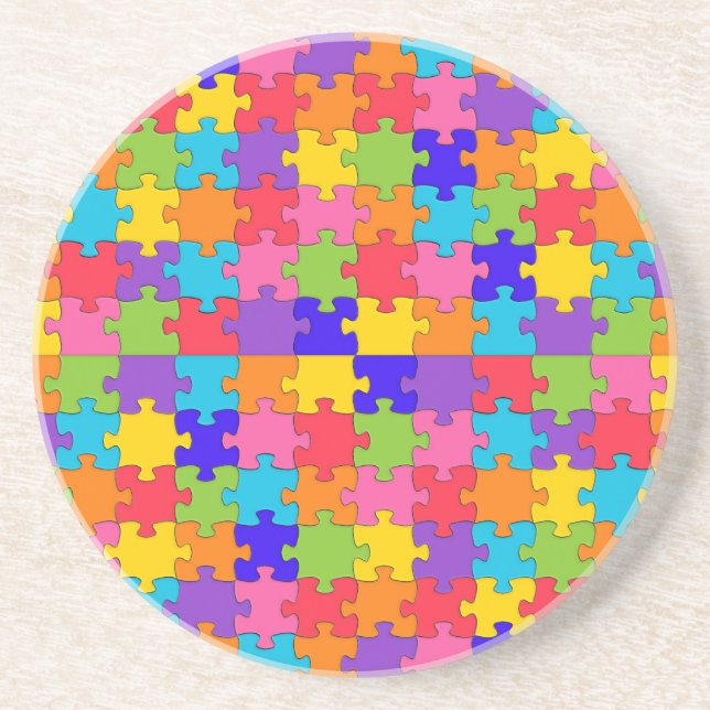 autism puzzle sandstone coaster (Front)
