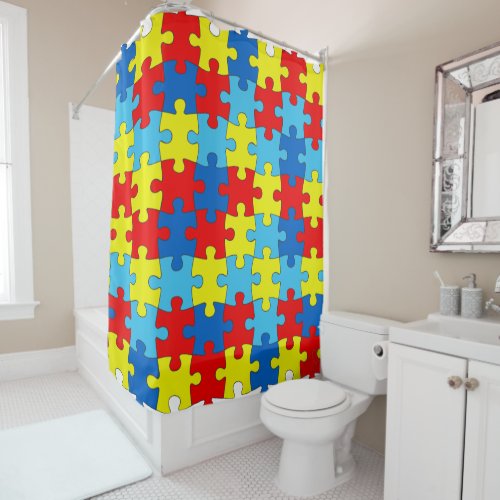 Autism Puzzle Shower Curtain