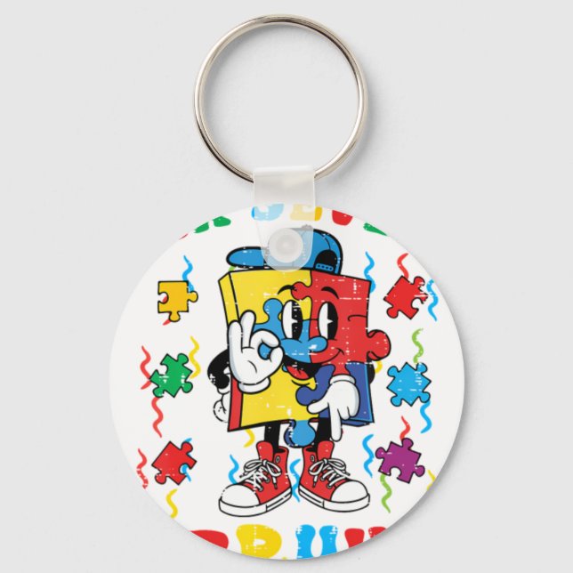 Autism Puzzle Six Seven 67 Bru Keychain (Front)