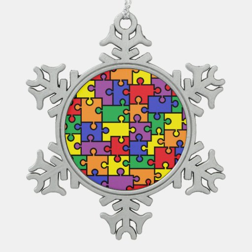 Autism Puzzle Snowflake Ornament | Zazzle