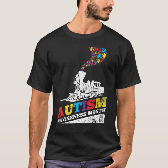 Autism Puzzle Train Toy Support Autism Awareness T-Shirt (Front)