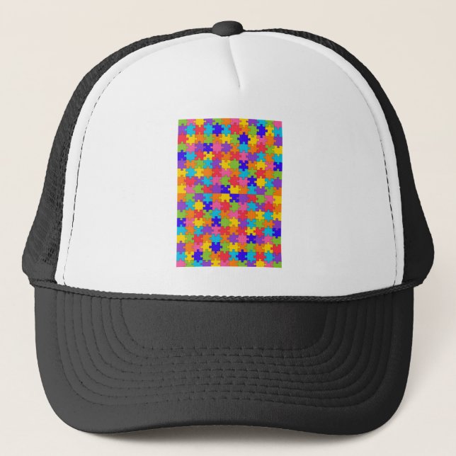 autism puzzle trucker hat (Front)