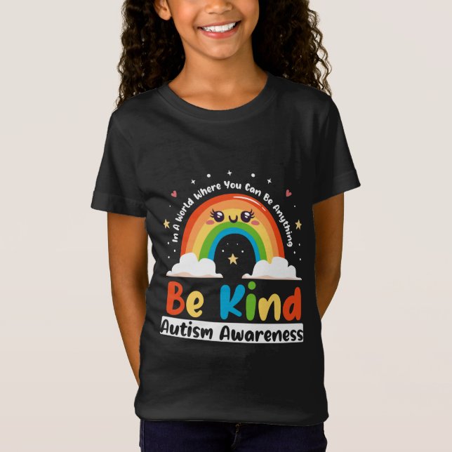 Autism Rainbow Be Kind Autism Awareness Month Kids T-Shirt (Front)