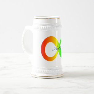 Autism rainbow beer stein