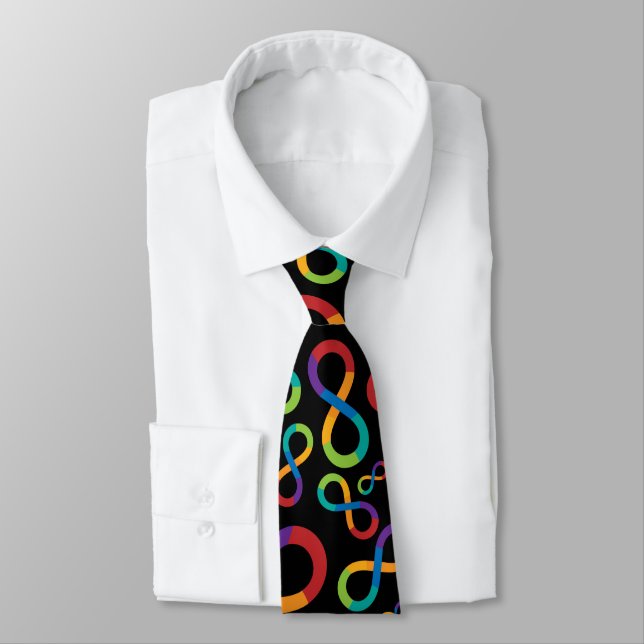 Autism Rainbow Infinity Neurodiversity Neck Tie (Tied)
