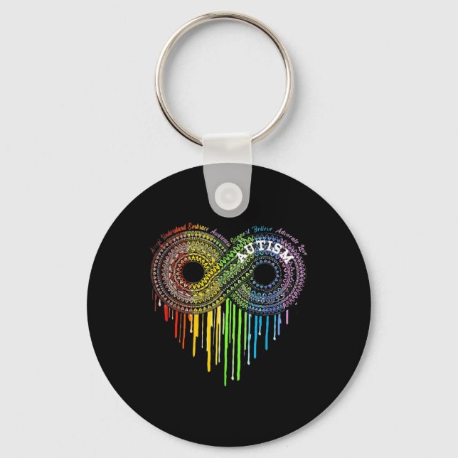 Autism Rainbow Infinity Symbol Asd Awareness  Keychain (Front)