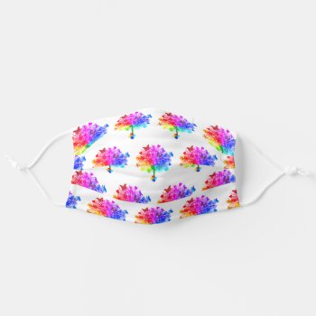 Autism Rainbow Tree Adult Cloth Face Mask by AutismSupportShop at Zazzle