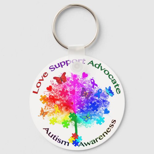 Autism Rainbow Tree Keychain