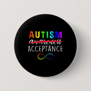 Autism - Red Instead - Acceptance Not Awareness Button
