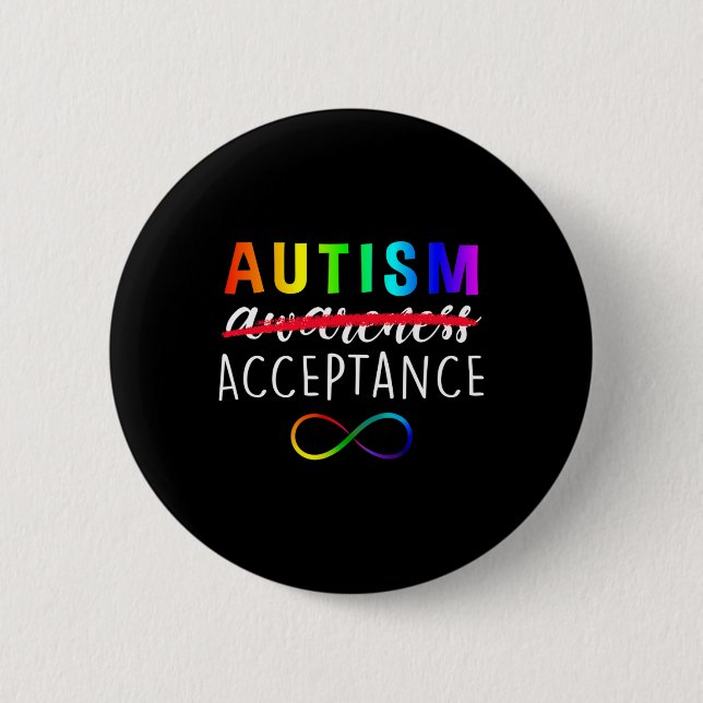 Autism - Red Instead - Acceptance Not Awareness  Button (Front)