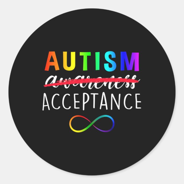 Autism - Red Instead - Acceptance Not Awareness  Classic Round Sticker (Front)