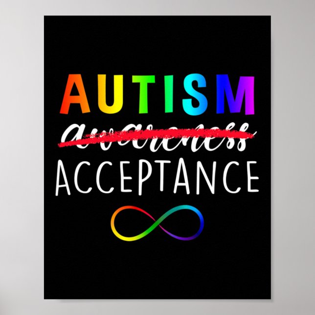 Autism - Red Instead - Acceptance Not Awareness  Poster (Front)