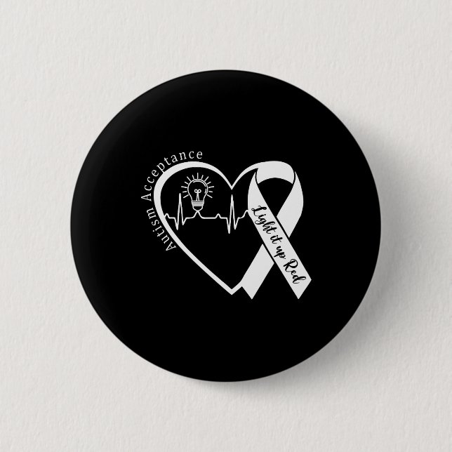 Autism - Red Instead - Acceptance Not Awareness #r Button (Front)