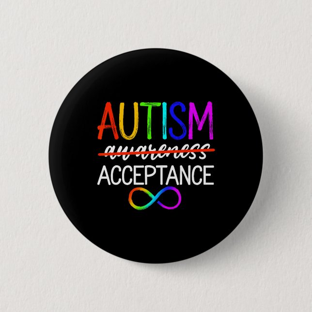 Autism - Red Instead - Acceptance Not Awareness #r Button (Front)