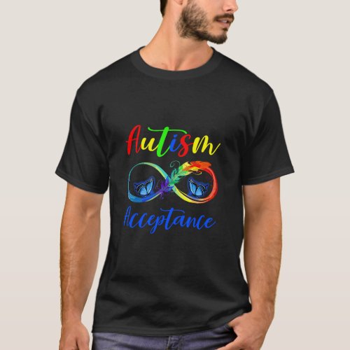 Autism _ Red Instead Infinity _ Acceptance Butterf T_Shirt