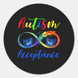 Autism Red Instead Infinity Acceptance Butterfly Classic Round Sticker