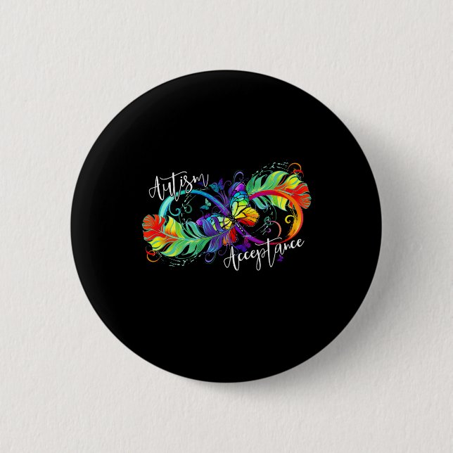 Autism Red Instead Infinity Symbol Autistic Accept Button (Front)