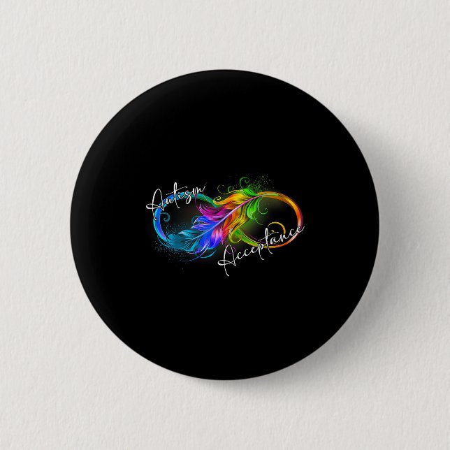 Autism Red Instead Infinity Symbol Autistic Accept Button (Front)