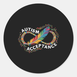 Autism Red Instead Infinity Symbol Autistic Accept Classic Round Sticker