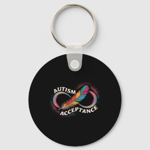Autism Red Instead Infinity Symbol Autistic Accept Keychain