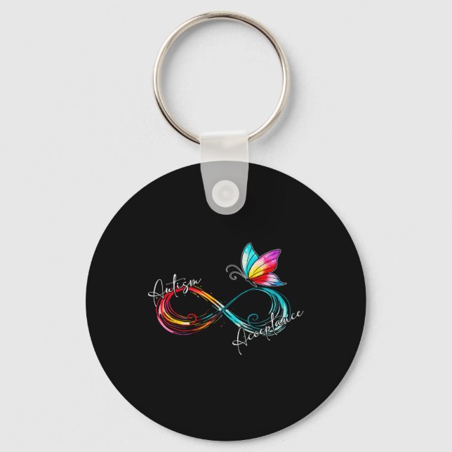 Autism Red Instead Infinity Symbol Autistic Accept Keychain (Front)