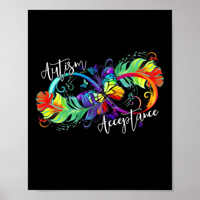 Autism Red Instead Infinity Symbol Autistic Accept Poster (Front)