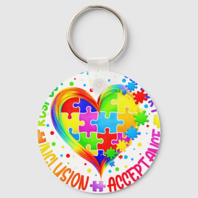 Autism Respect Love Inclusion Acceptance Awareness Keychain (Front)