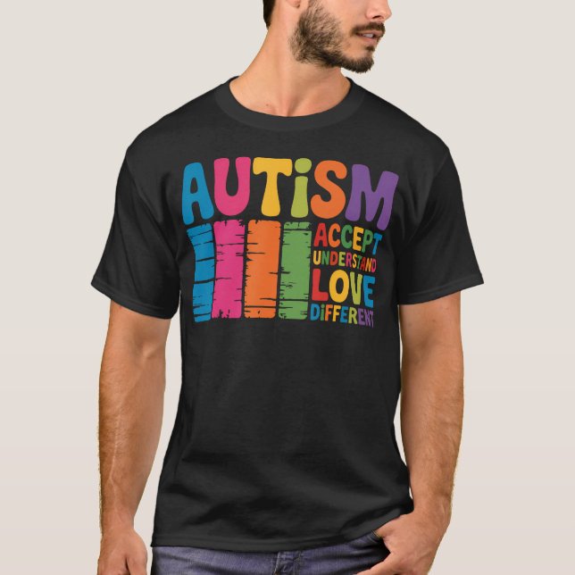 Autism Retro Groovy Acceptance Different T-Shirt (Front)