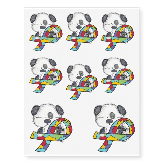 Autism Ribbon Awareness Dog Temporary Tattoos (Front)