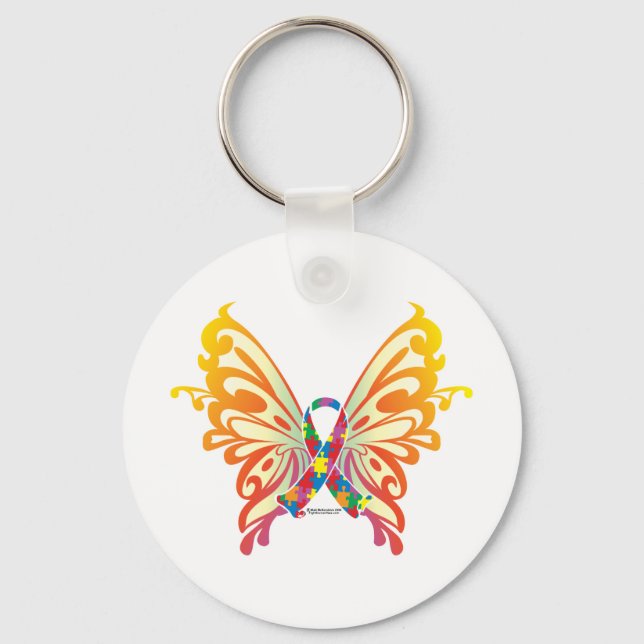 Autism Ribbon Butterfly Keychain (Front)