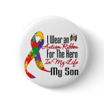 Autism Ribbon Hero in My Life My Son Pinback Button