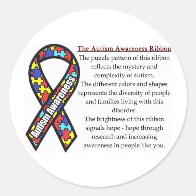Autism Ribbon meaning Classic Round Sticker (Front)