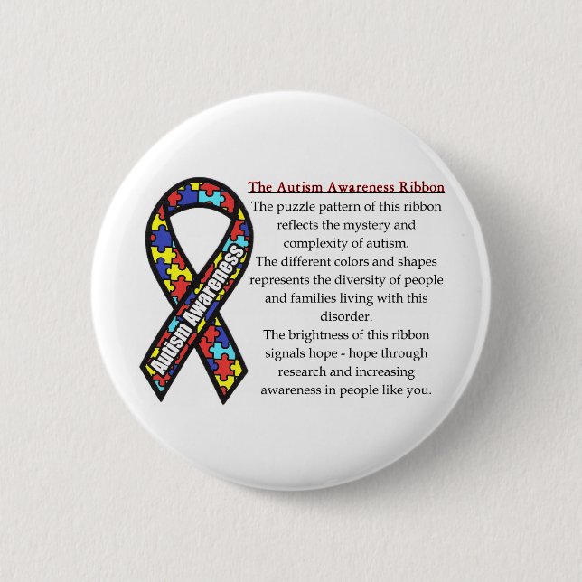 Autism Ribbon meaning Pinback Button (Front)